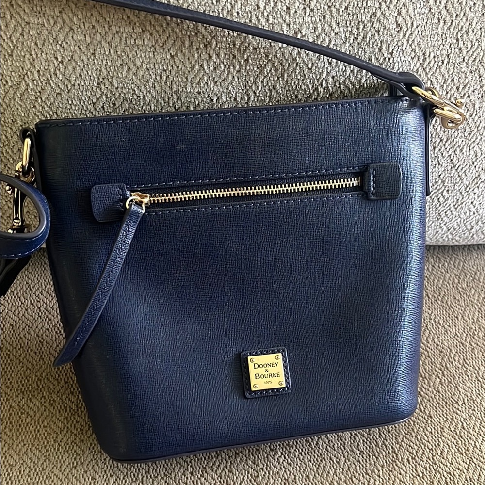Dooney & Bourke Blue Crossbody Bag with Gold Accents